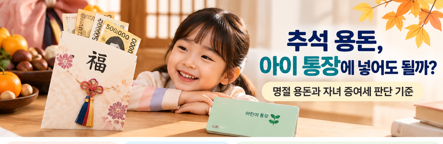 추석 용돈과 자녀 통장, 자녀 증여세 판단 기준
